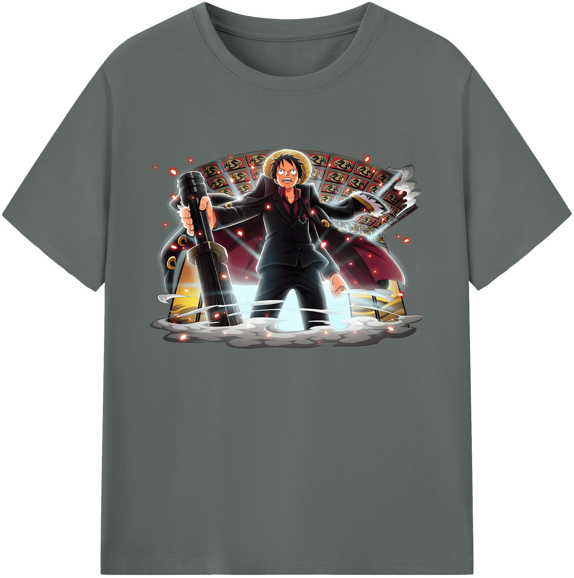 ワンピース モンキー・D・ルフィ ONE PIECE Monkey D. Luffy 綿100％ メンズ半袖Tシャツ｜肌触りやわらか＆通気性